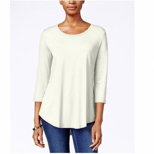 JM Collection Cream Scoop Neck Top